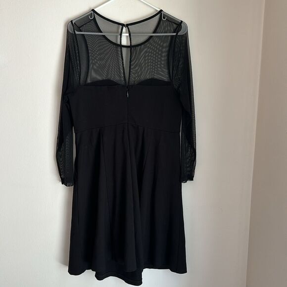 Torrid Women’s black sheer mesh top sweetheart long sleeve pocket dress size 10 - Picture 6 of 12